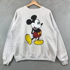Vintage Disney Character Fashion Mickey Mouse Gray Graphic Pullover‎ Adult